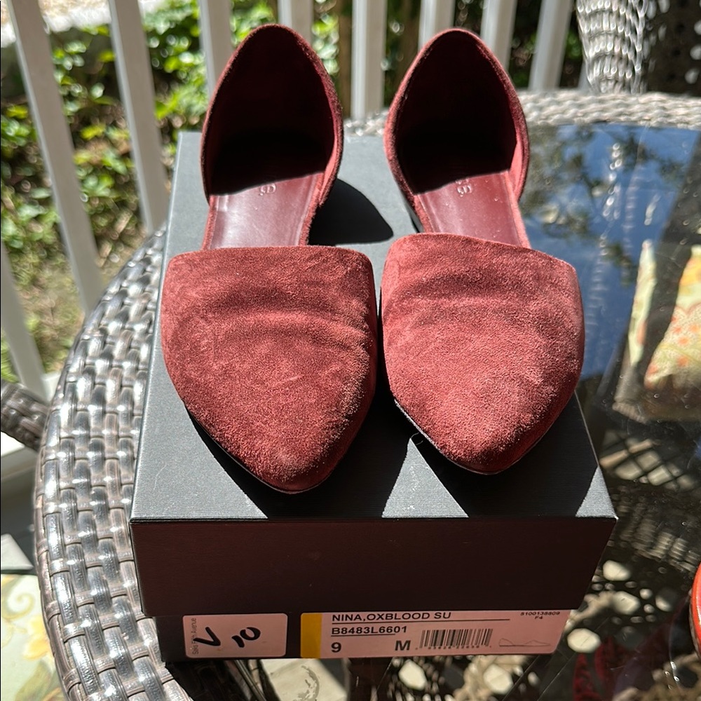 Vince Nina Oxblood Suede Flats size 9M